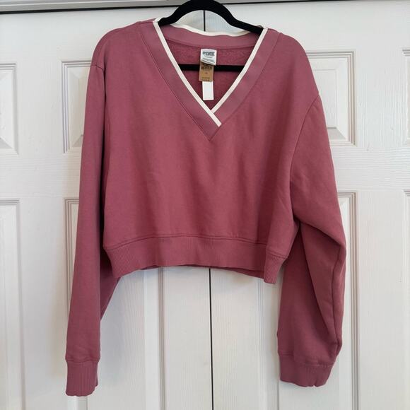 PINK Victoria’s Secret Cropped V Neck Pullover Sweater in Blush Pink Size L - Picture 2 of 7